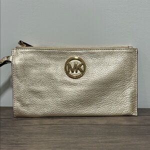 Michael Kors Metallic Gold Wristlet Clutch